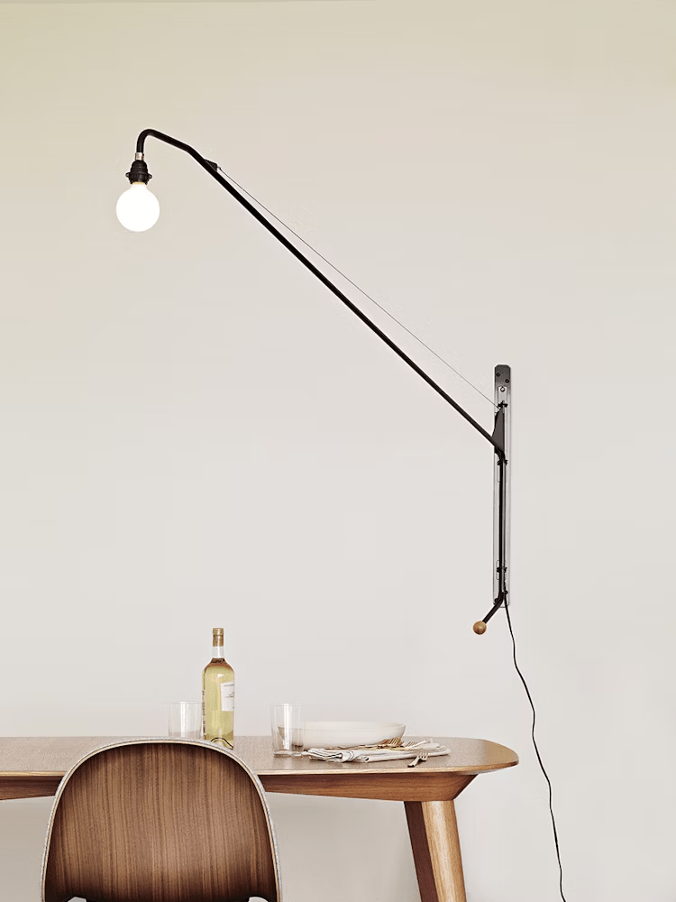 Black Long Arm Wall Light, Plug-In Wall Sconce, detail 20