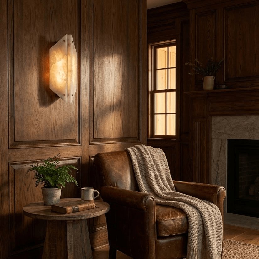 Onyxa Crest Alabaster Wall Light, Hardwired Wall Sconce, detail 4