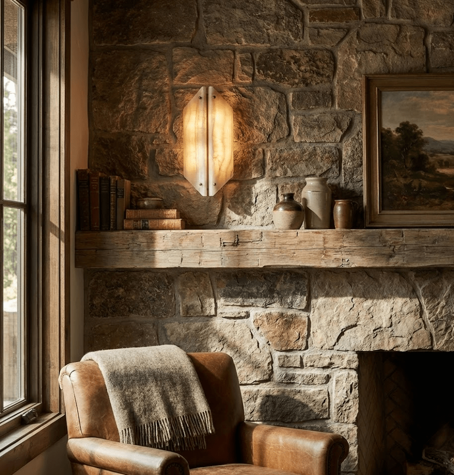 Onyxa Crest Alabaster Wall Light, Hardwired Wall Sconce, detail 22