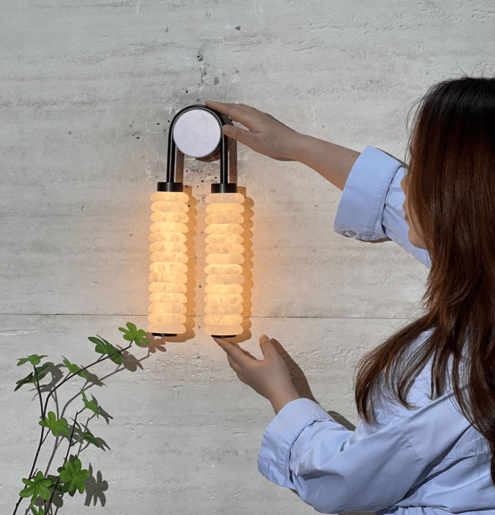 Calla Ribbed Alabaster Wall Light, Hardwired Wall Sconce, detail 53