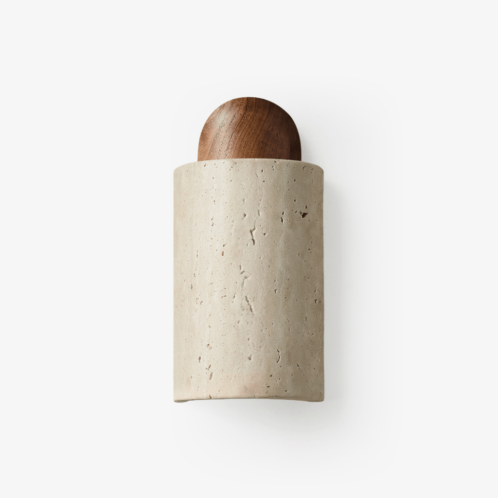 Travertine Capsule Wall Light, Hardwired Wall Sconce, detail 2
