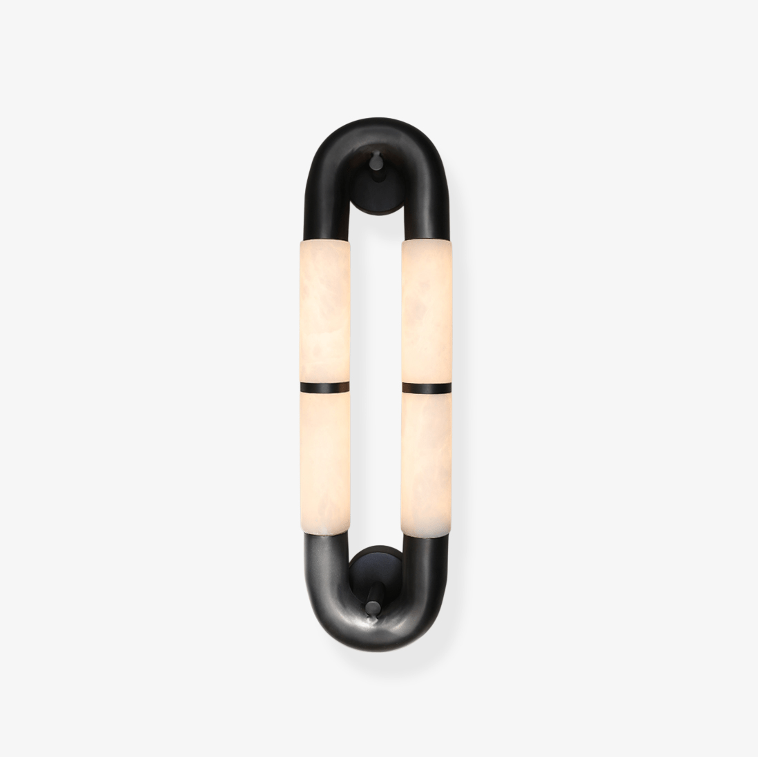 Luma Arc Twin Alabaster Wall Light, Hardwired Wall Sconce, Metal, Dia 15cm x H 54cm