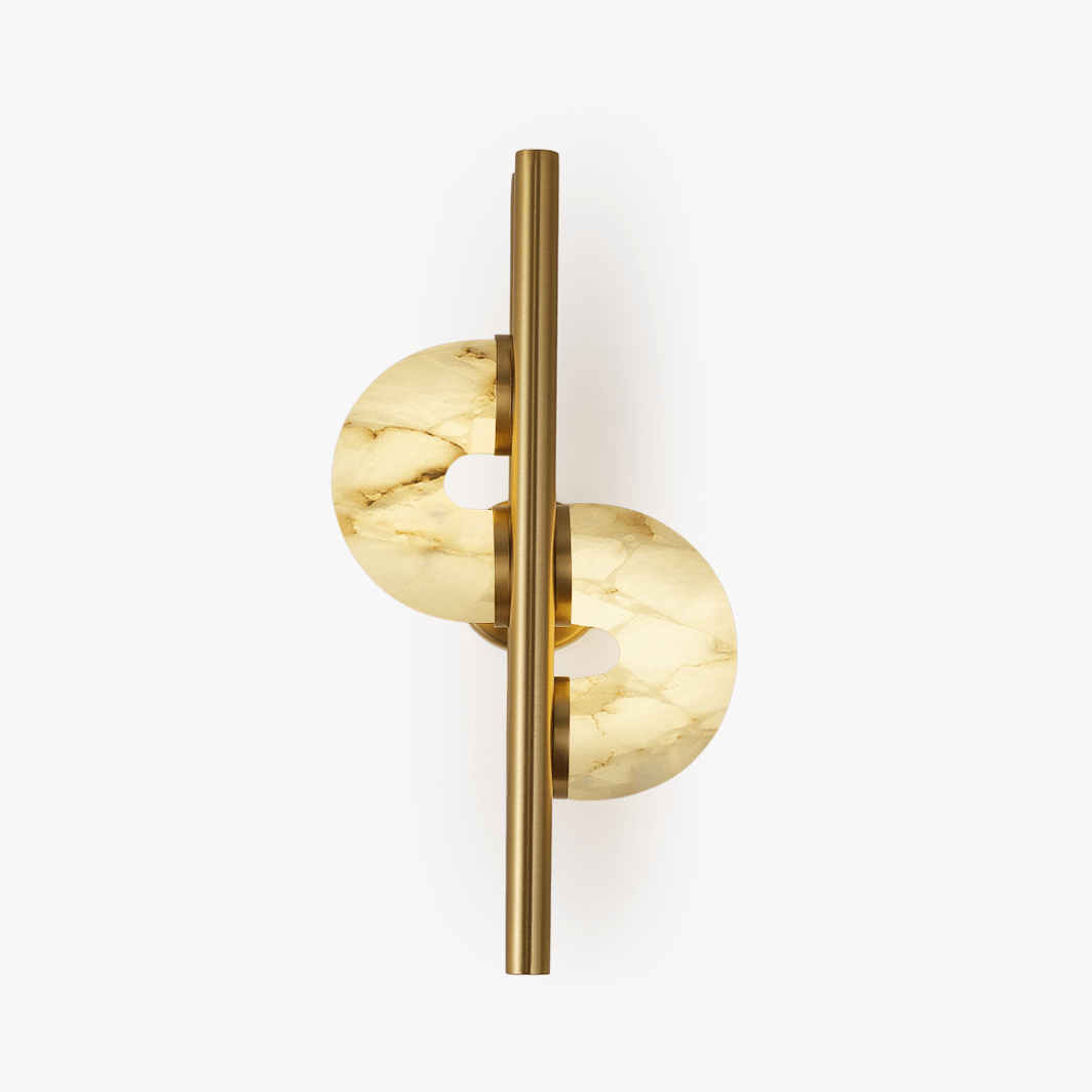 Aurelia Dual Disc Alabaster Wall Light - L 28.3″ x W 19.3″ x H 9.1″ Metal, Hardwired Wall Sconce