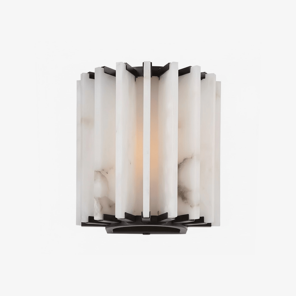 Altrix Alabaster Wall Light - Dia 25cm x H 18cm Metal, Hardwired Wall Sconce