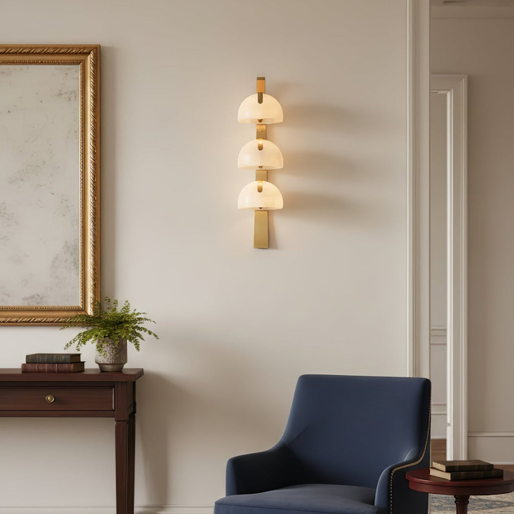 Orvyn Alabaster Wall Light - Dia 15cm x H 70cm Metal, Hardwired Wall Sconce, detail 3