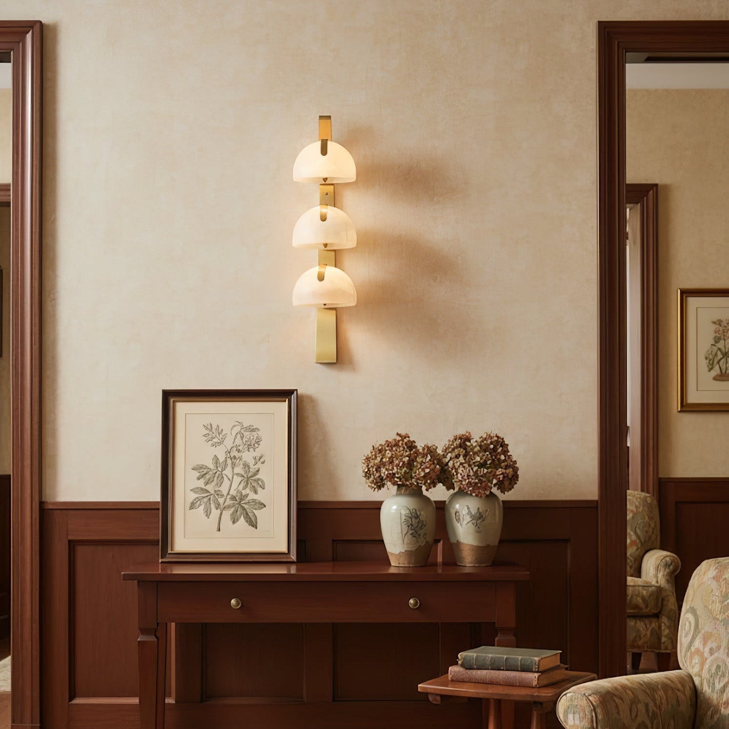 Orvyn Alabaster Wall Light - Dia 15cm x H 70cm Metal, Hardwired Wall Sconce, detail 4
