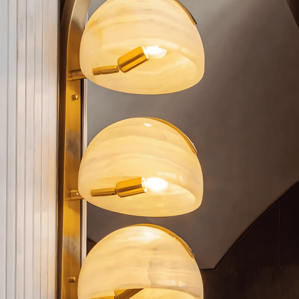 Orvyn Alabaster Wall Light - Dia 15cm x H 70cm Metal, Hardwired Wall Sconce, detail 6