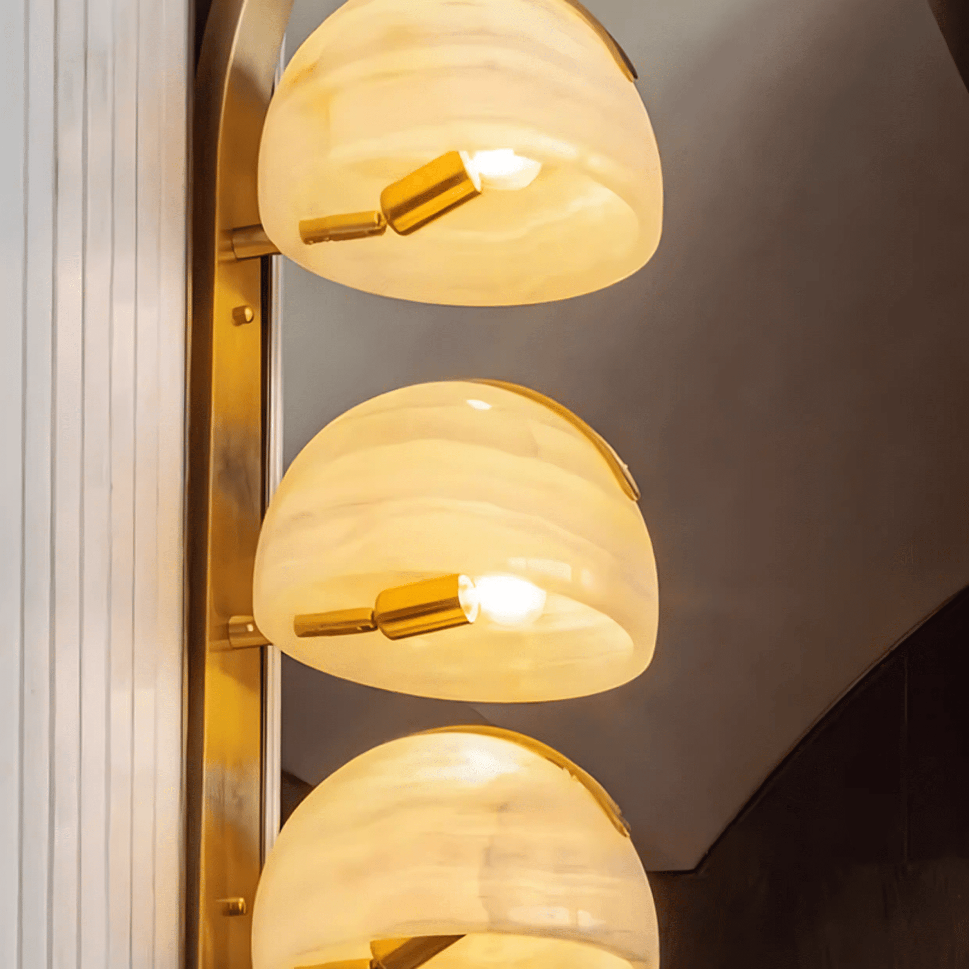 Orvyn Alabaster Wall Light - Dia 15cm x H 70cm Metal, Hardwired Wall Sconce, detail 6