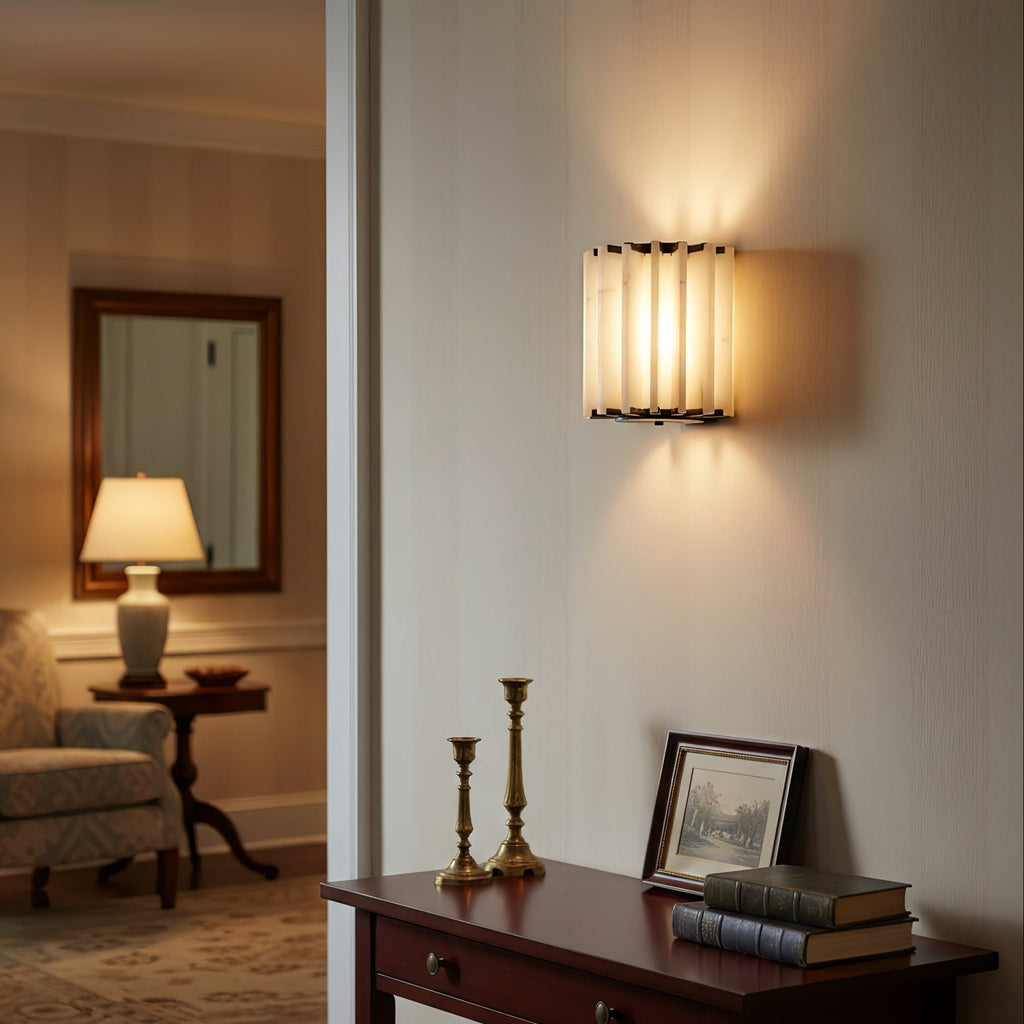 Altrix Alabaster Wall Light - Dia 25cm x H 18cm Metal, Hardwired Wall Sconce, detail 7