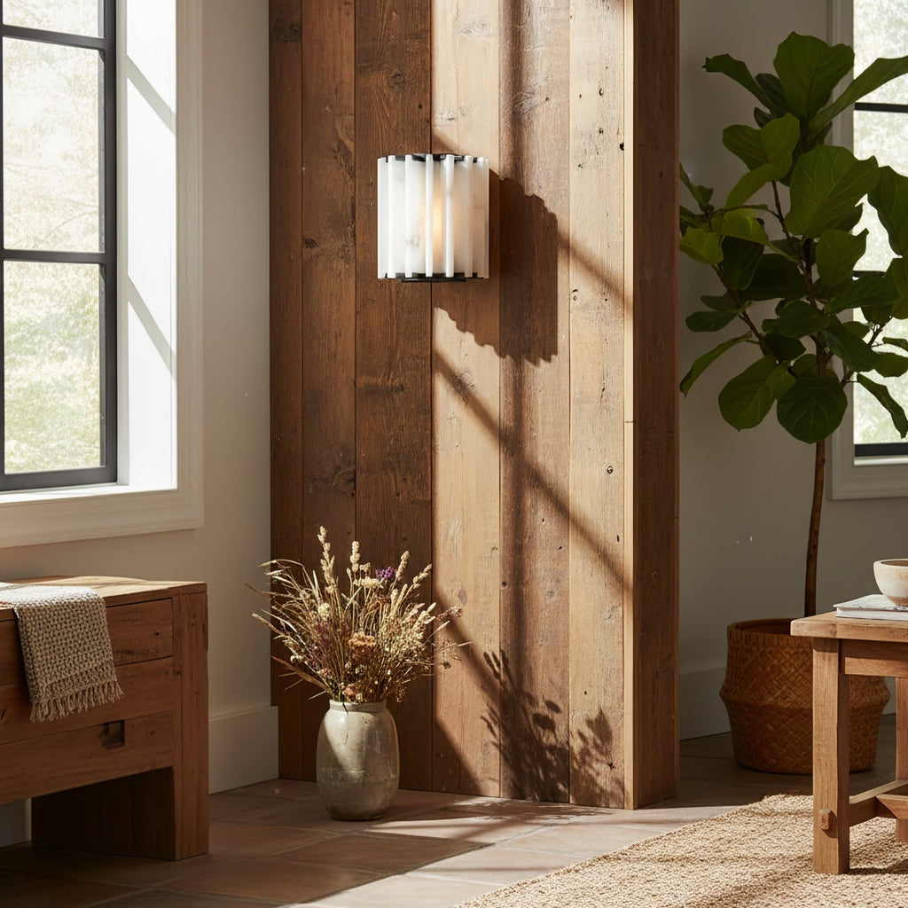 Altrix Alabaster Wall Light - Dia 25cm x H 18cm Metal, Hardwired Wall Sconce, detail 5