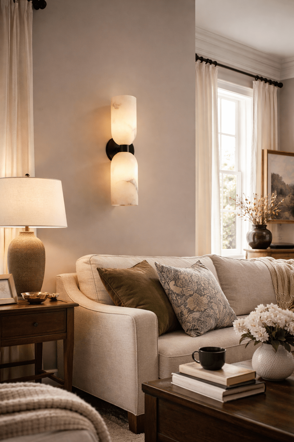 Alabaster Nexus Wall Light, Hardwired Wall Sconce, detail 5