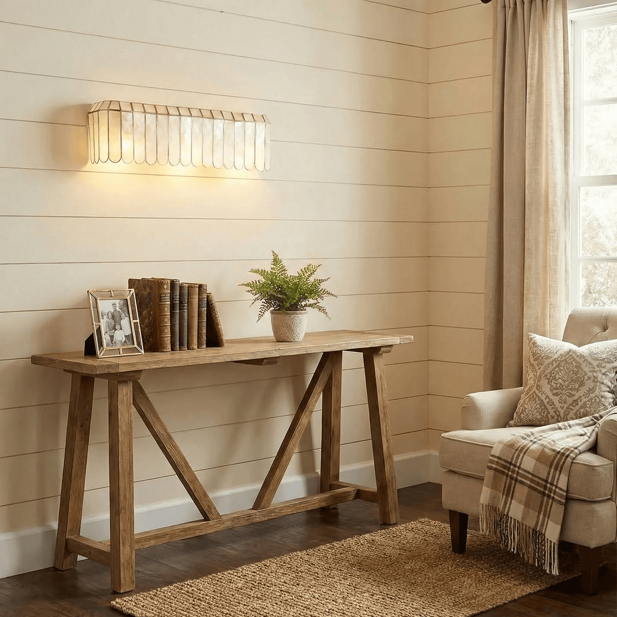 Aurelia Capiz Wall Light, Hardwired Wall Sconce, detail 4