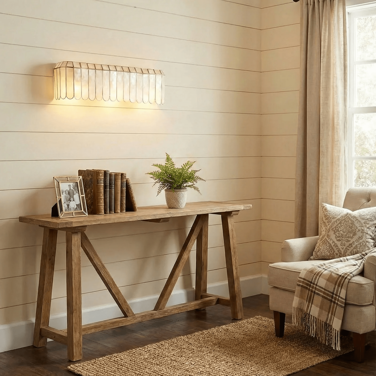 Aurelia Capiz Wall Light, Hardwired Wall Sconce, detail 4