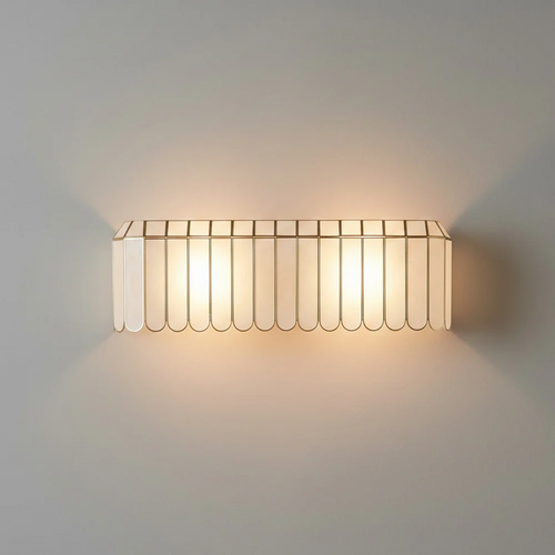 Aurelia Capiz Wall Light, Hardwired Wall Sconce, Metal, L 26″ x W 5.5″ x H 7.9″