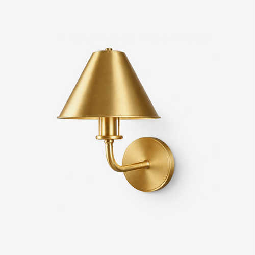 Aurelia Brass Wall Light, Hardwired Wall Sconce, L 16cm x H 16cm