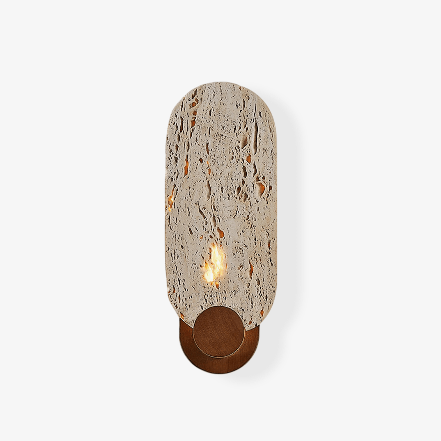 Vesper Travertine Wall Light, Hardwired Wall Sconce, Metal, Dia 11cm x H 28.5cm