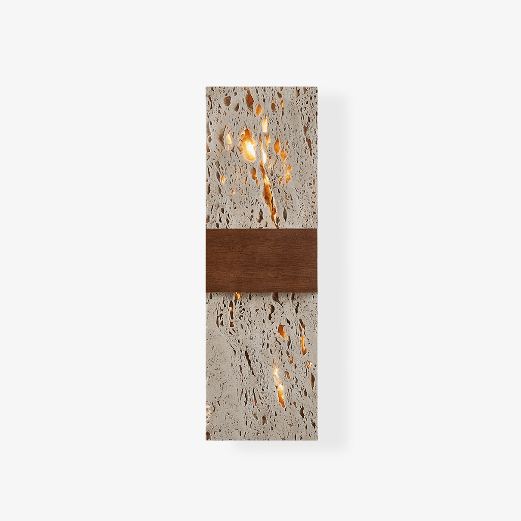 Siena Travertine Wall Light, Hardwired Wall Sconce, Metal, Dia 10cm x H 32cm