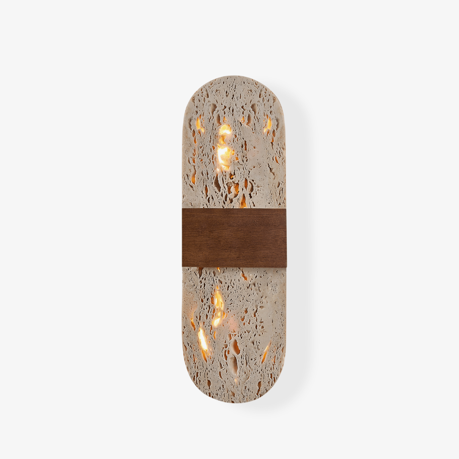 Solis Travertine Wall Light, Hardwired Wall Sconce, Metal, Dia 10cm x H 32cm