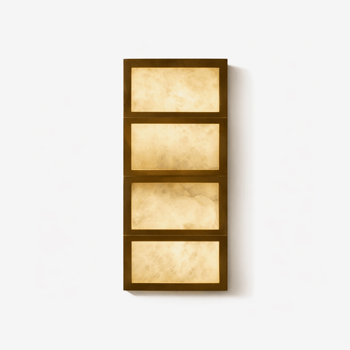 Alabaster Cascade Alabaster Wall Light, Hardwired Wall Sconce, Metal, 15cm x H 33cm