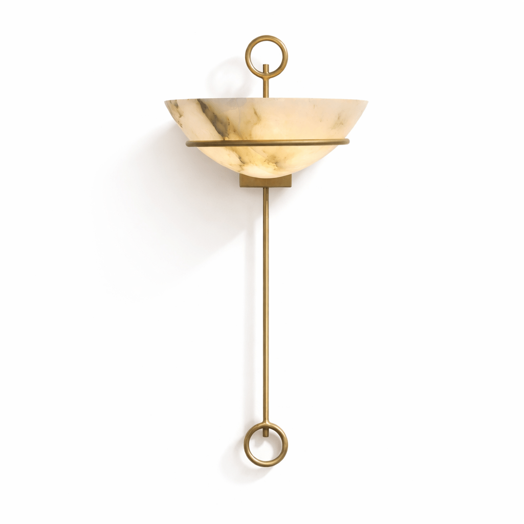 Tether Alabaster Wall Light, Hardwired Wall Sconce, Metal, Dia 26cm x H 55cm