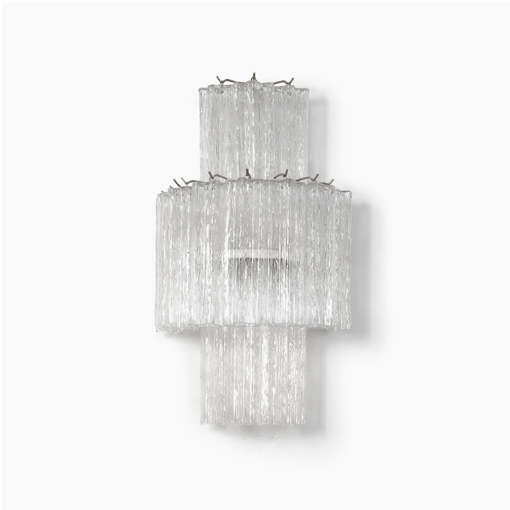 Glacier Tier Glass Wall Light, Hardwired Wall Sconce, Metal, Dia 30cm x H 60cm