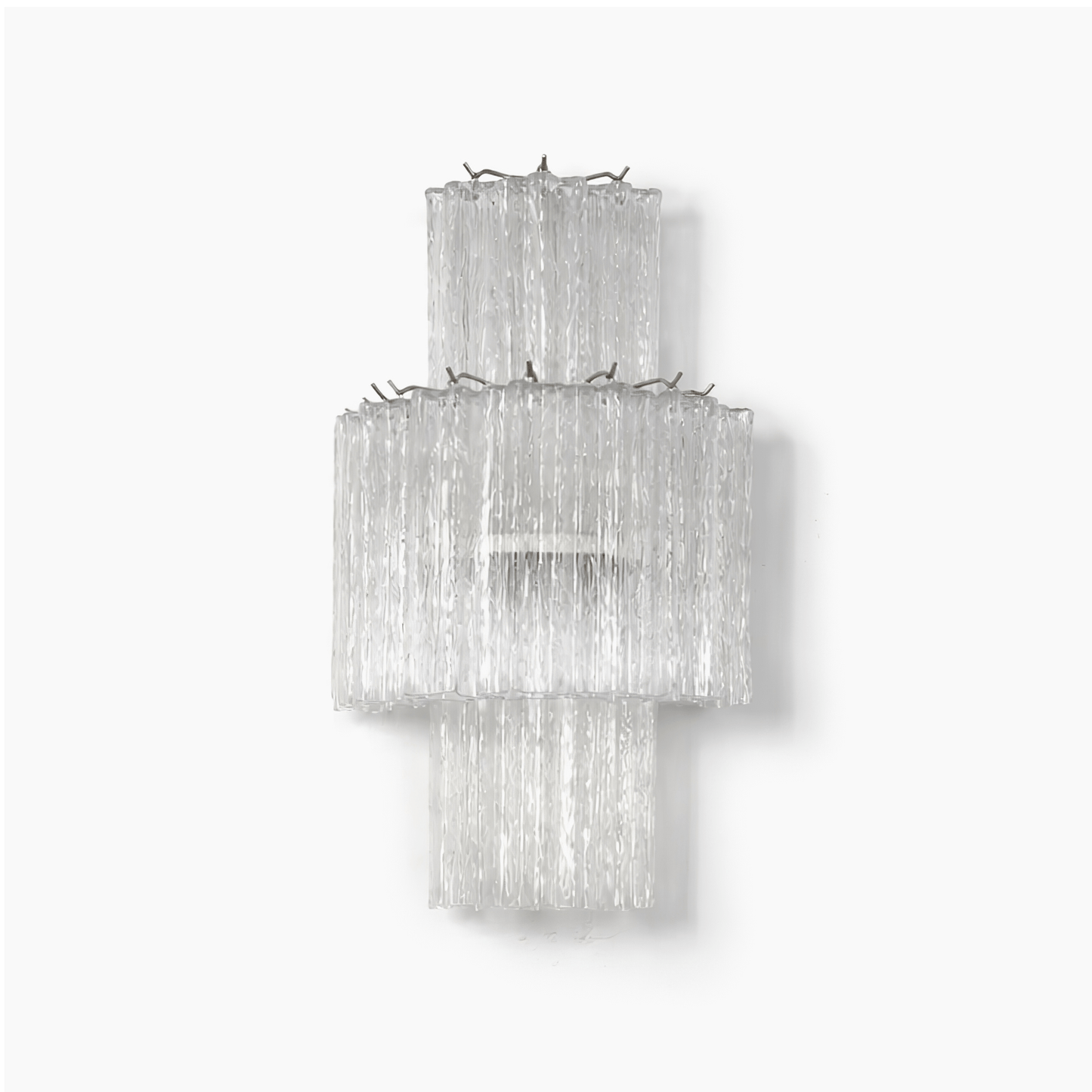 Glacier Tier Glass Wall Light, Hardwired Wall Sconce, Metal, Dia 30cm x H 60cm