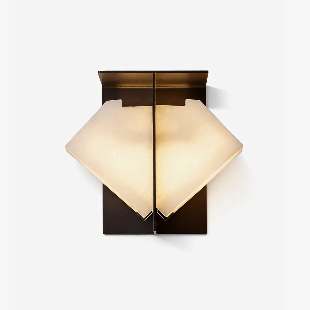 Folded Halo Alabaster Wall Light, Hardwired Wall Sconce, Metal, Dia 25cm x W 25cm x H 20cm