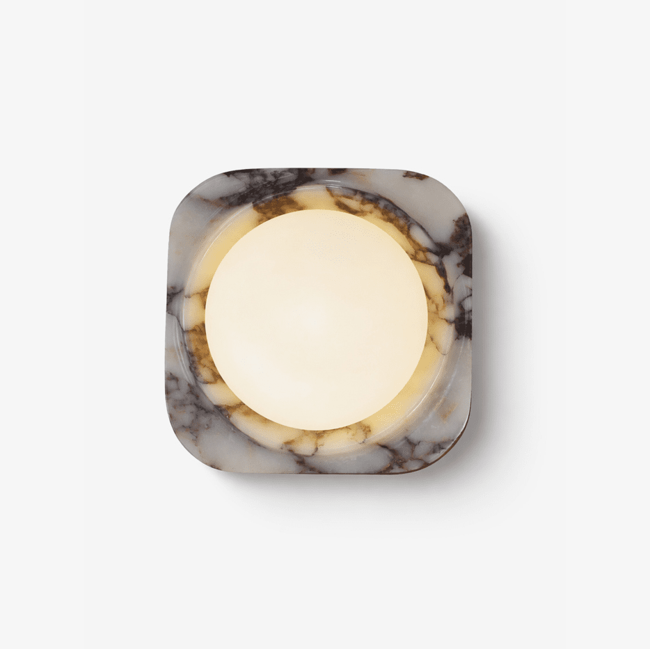 Lunar Marble Wall Light, Hardwired Wall Sconce, Metal, Dia 20cm x H 20cm