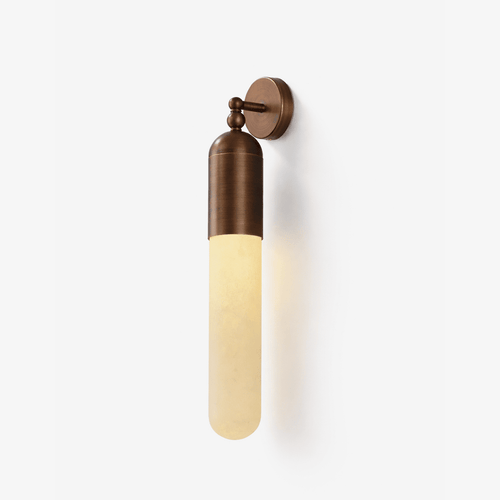 Alabaster Sculpted Tube Wall Light, Hardwired Wall Sconce, detail 2