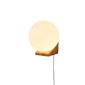 Evelyn Orb Plug-In Wall Light, Plug-In Wall Sconce, Wood, Dia 13.5cm x H 13.5cm