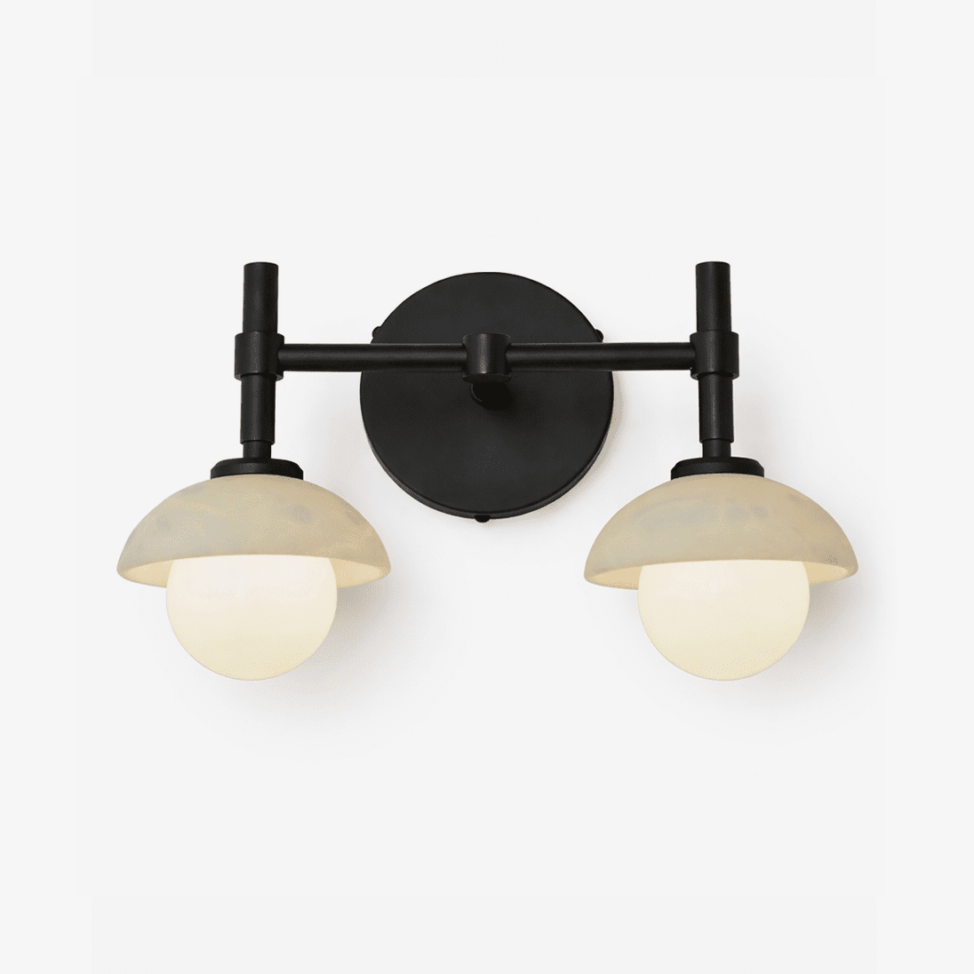 Milo Alabaster Double Wall Light, Hardwired Wall Sconce, Metal, Dia 12cm x H 24cm