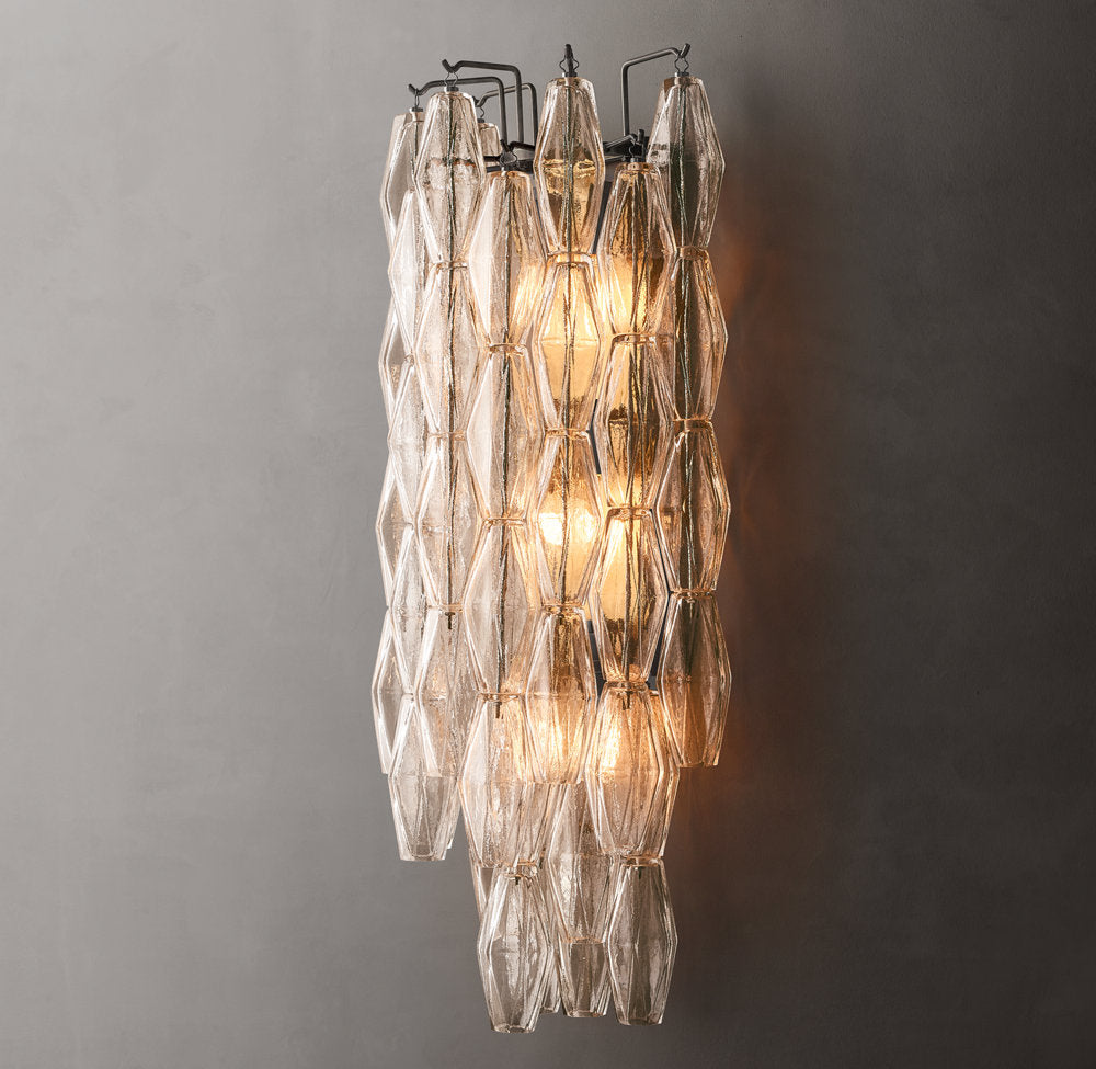 Chiara Clear Glass Grand Wall Light, Bedroom Wall Sconce, detail 7
