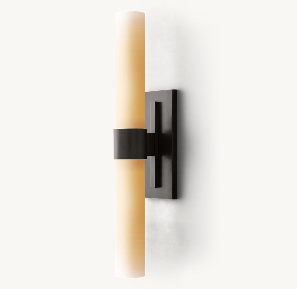 Ravelle Milk Glass Linear Wall Light, Bathroom Wall Sconce, detail 14