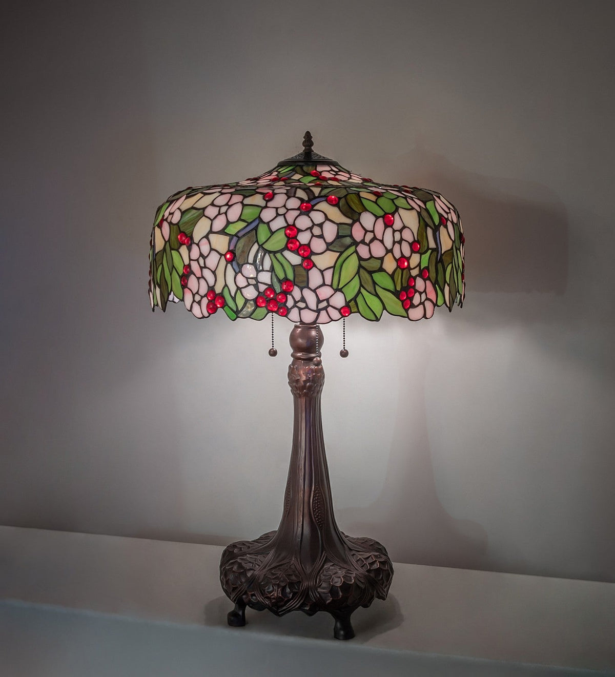 Cherry Blossom 31 Inch 3-Light 31.00" Beige Pink Red Table Lamp detail view 5
