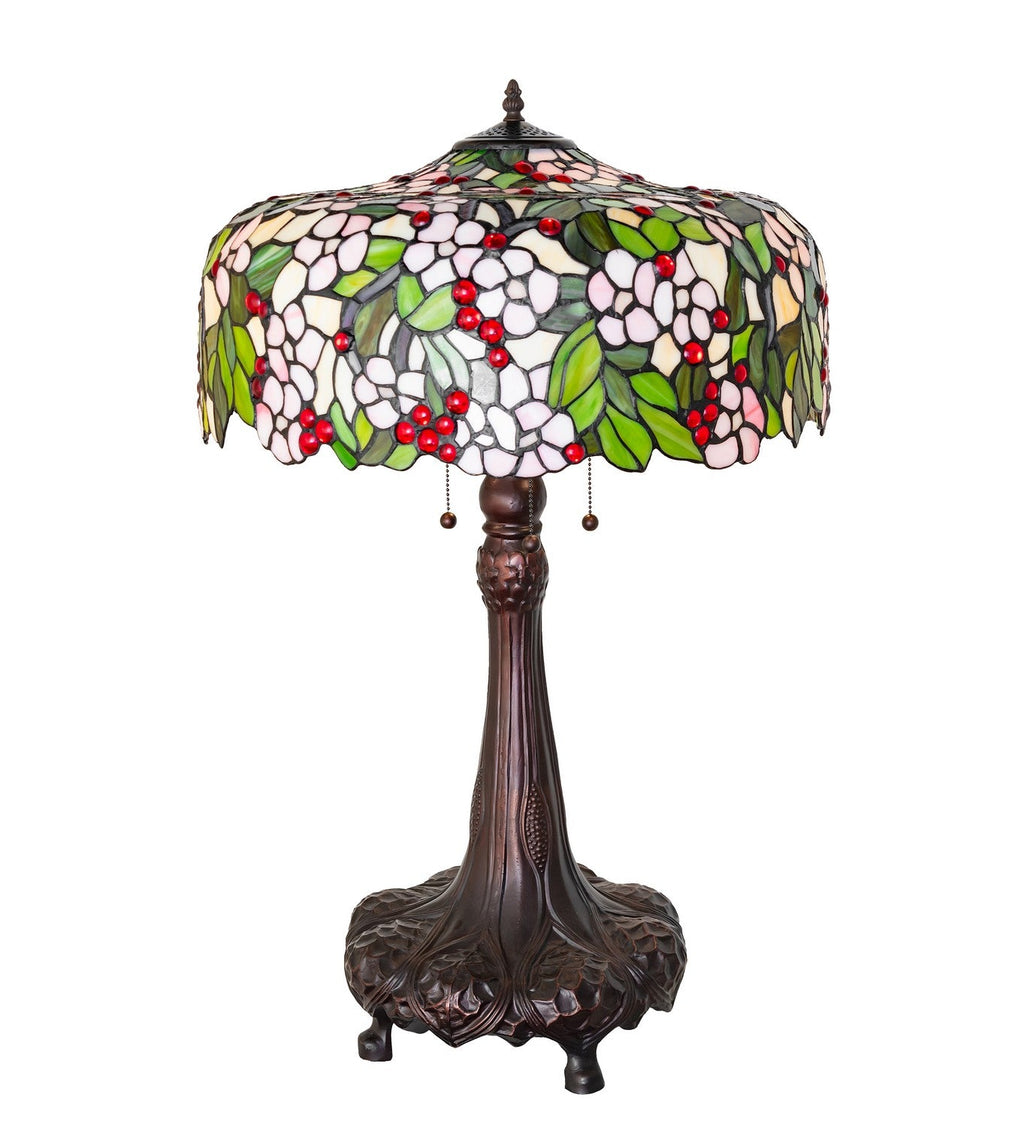 Cherry Blossom 31 Inch 3-Light 31.00" Beige Pink Red Table Lamp front view
