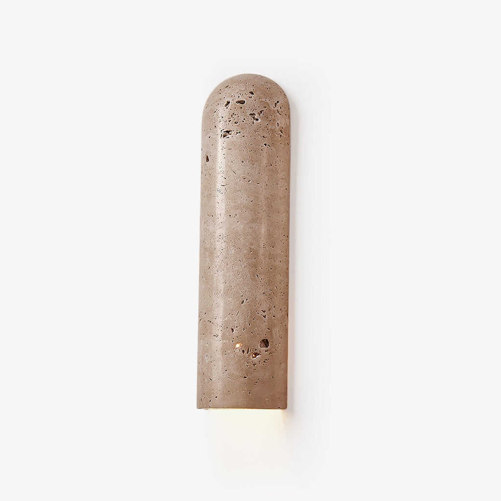 Lina Travertine Wall Light, Hardwired Wall Sconce, Yellow Travertine, Dia 10cm x H 35cm
