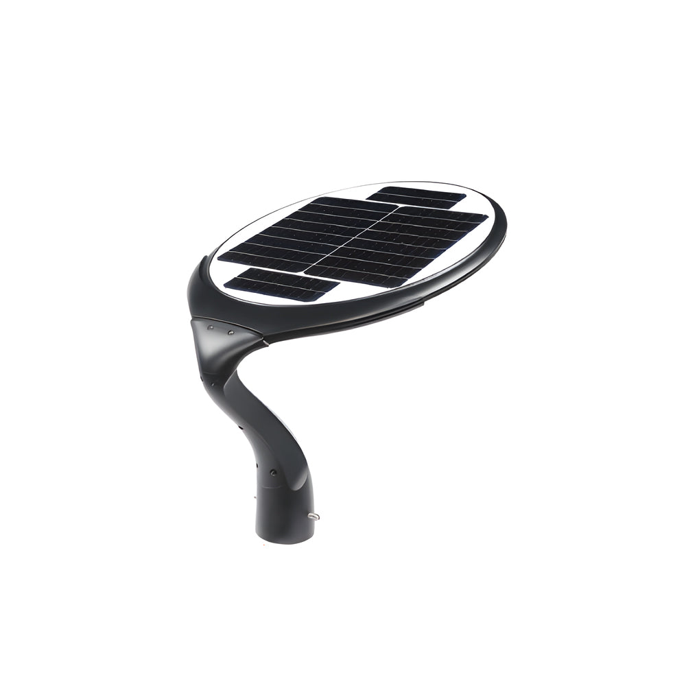 Black Circular Contemporary Exterior LED Solar Post Street Light, Outdoor Wall Light, detail 9