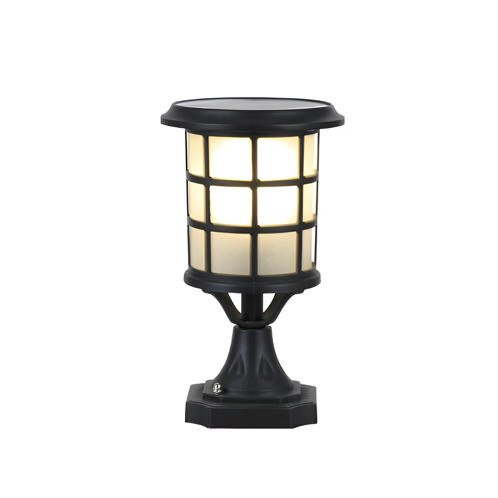 Circular Cage Waterproof LED Black Contemporary Solar Fence Post Lights with Remote, Outdoor Wall Light, detail 8