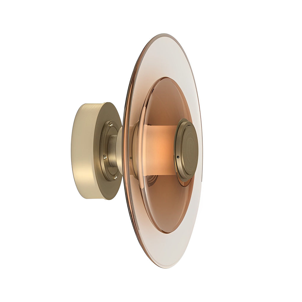 Double Layer Circular Glass Electroplated Metal LED Nordic Wall Fixtures, Hardwired Wall Sconce, detail 5