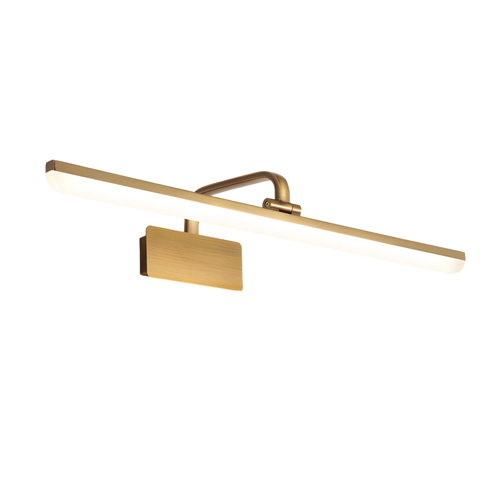 Brass Linear LED Bathroom Vanity Fixture with Curved Rod Design Elegant Mirror Fixture, Bathroom Vanity Light, detail 8
