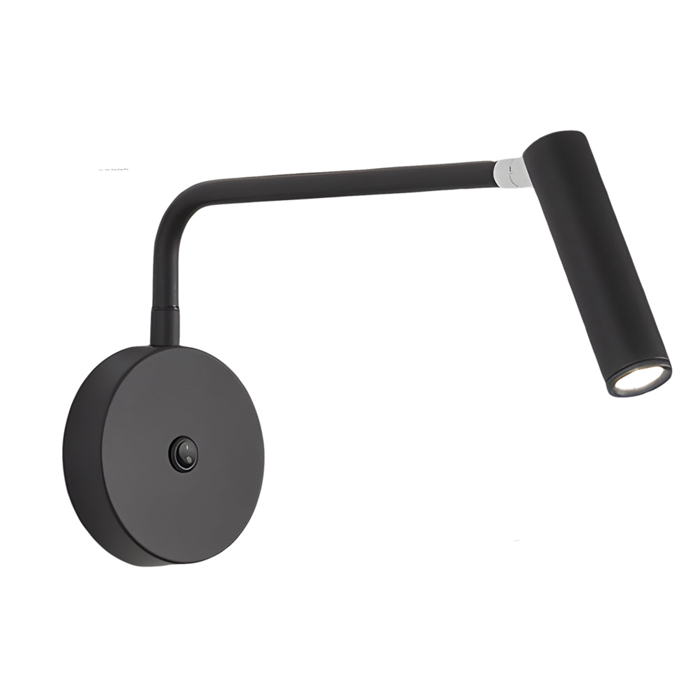 Black/White Tube LED Pivot Arm Wall Light Adjustable Wall-Mounted Spotlight Bedroom Sconce Lamp, Hardwired Wall Sconce, detail 9