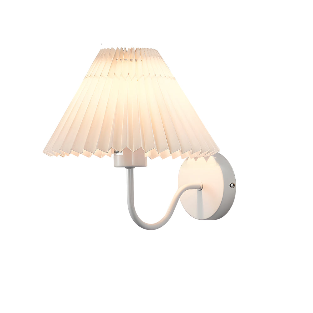 Vintage 1-Light Dimmable Metallic Arm Sconce with Pleated Fabric Shade, Hardwired Wall Sconce, detail 10