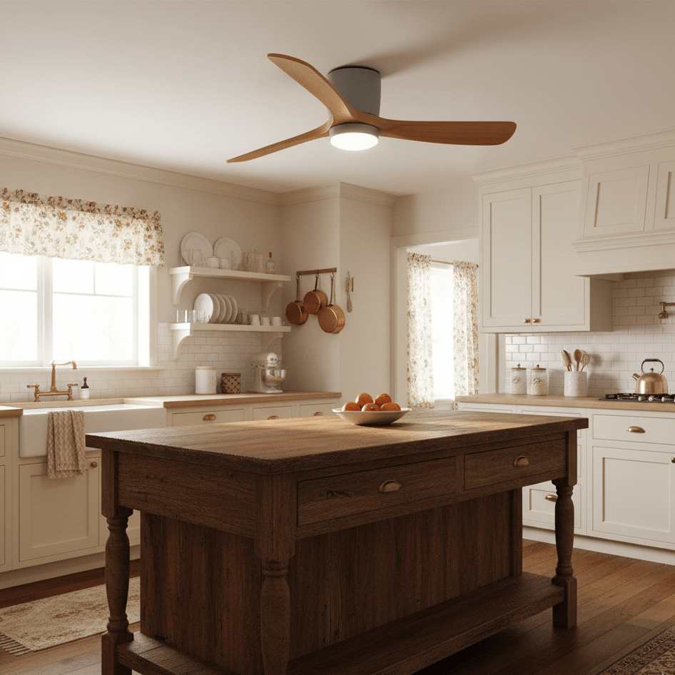 Nordic Wooden Ceiling Fan Light detail view 2