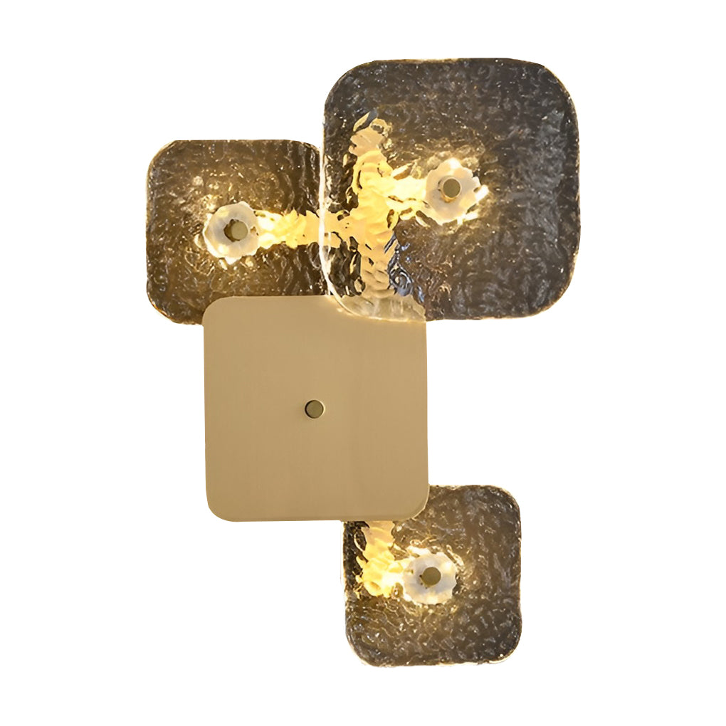 Creative Rounded Square Glass Copper LED Contemporary Wall Light, Bedroom Wall Sconce, detail 9
