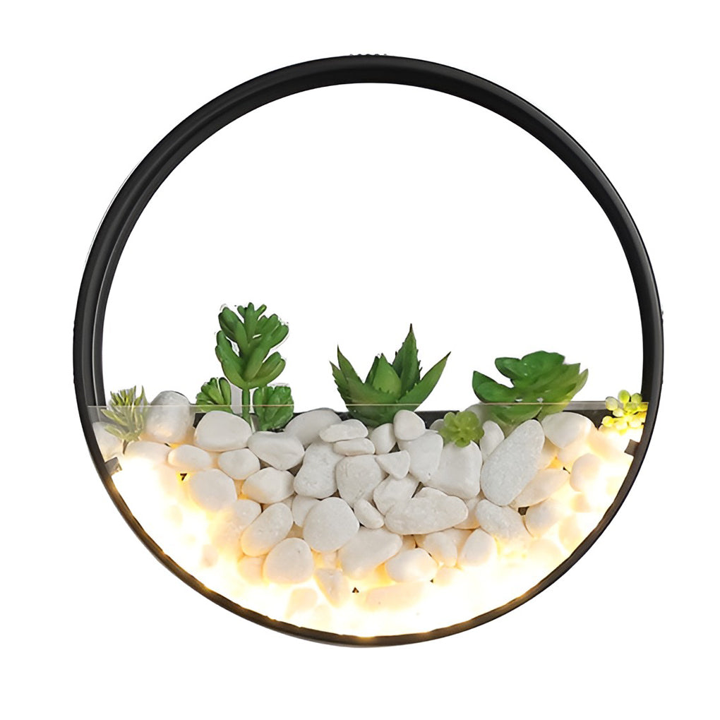 Circular Small Artificial Plants Stones 18w LED Contemporary Exterior Wall Light, Outdoor Wall Light, detail 7