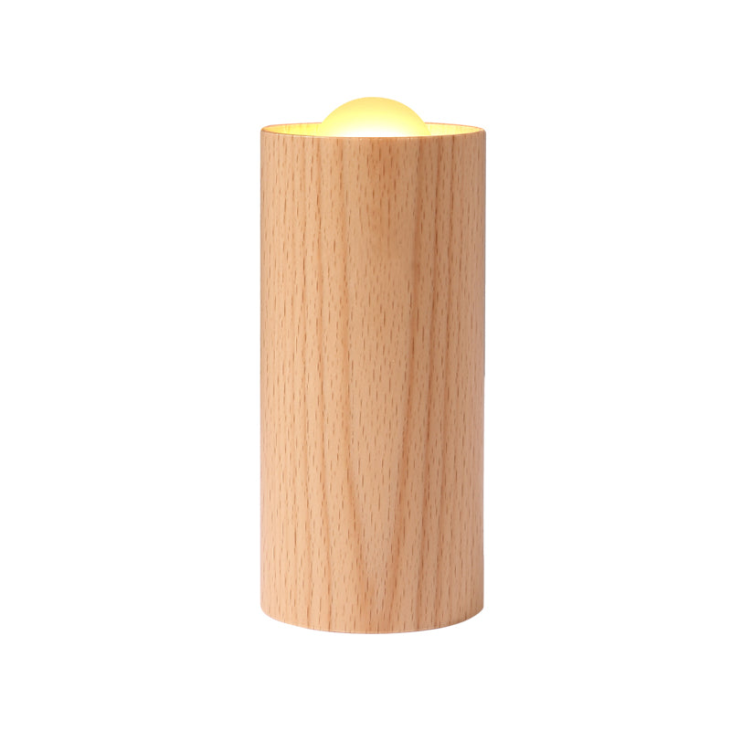 Candlelight Ambient Wood Cylinder Accent LED Table Light, Bedside Table Lamp, detail 8