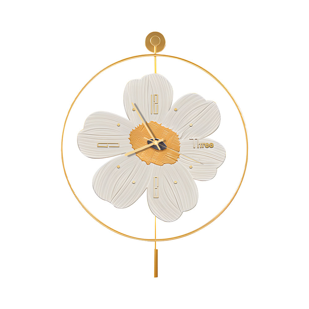 Circular Metal Battery Operated LED Flower Wall Clock, Plug-In Wall Sconce, detail 10