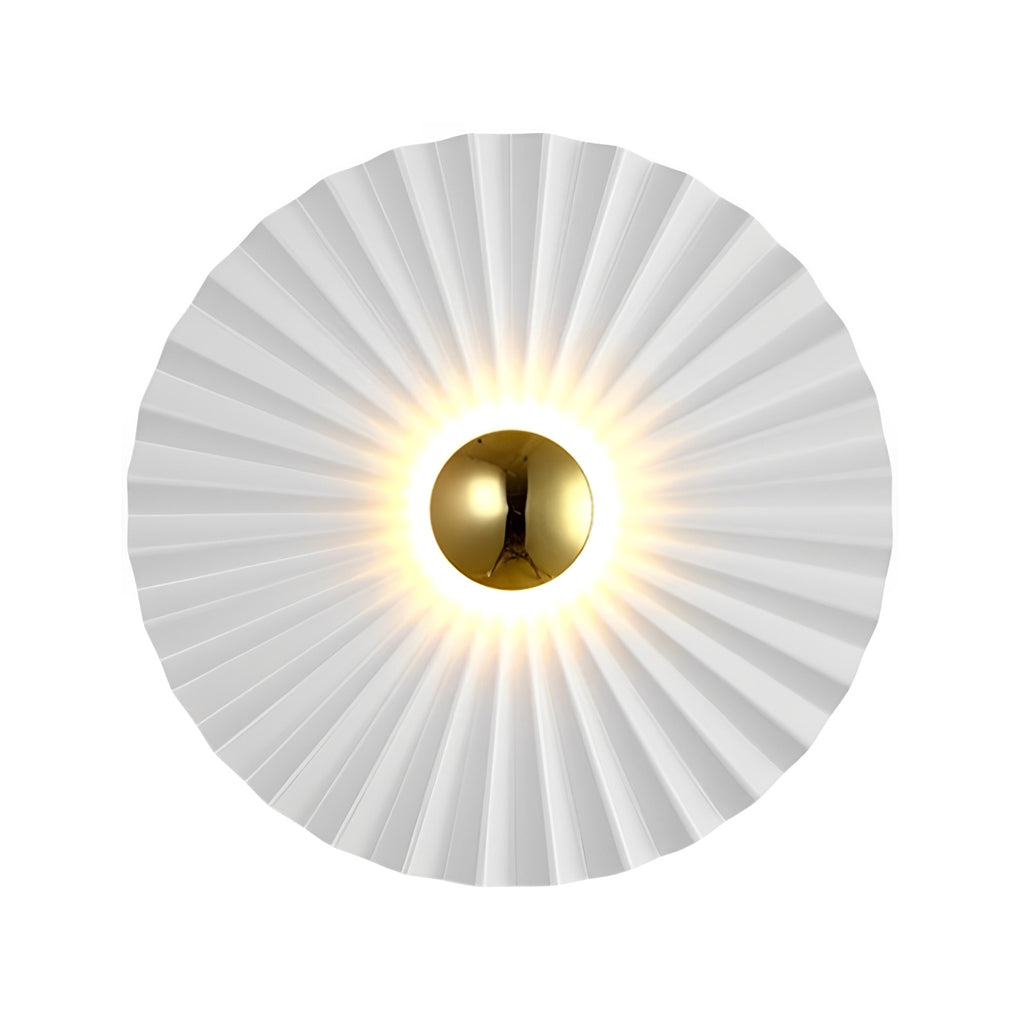 Lotus Leaf Circular Pleated LED Creative White Contemporary Wall Fixtures Fixture, Hardwired Wall Sconce, detail 9