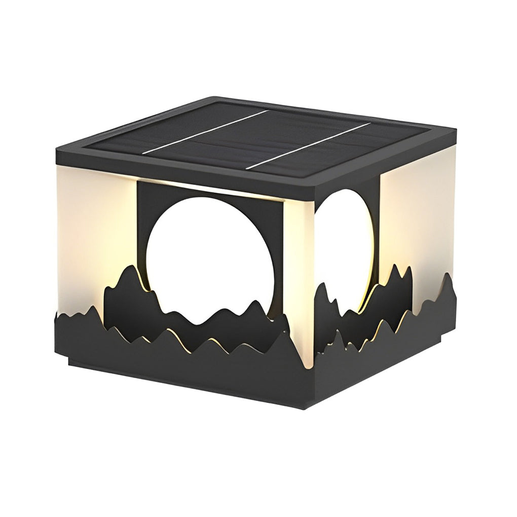 Mountain Scenery Design Waterproof LED Contemporary Solar Fence Post Lights, Outdoor Wall Light, detail 7