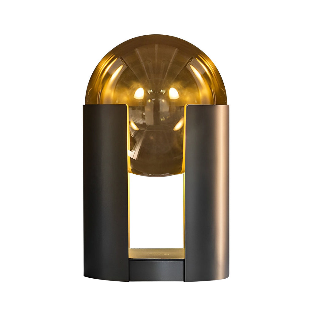 Dia 9.8 inch Amber Glass Ball Shade and Black Softwing Lamp, Bedside Table Lamp, detail 4